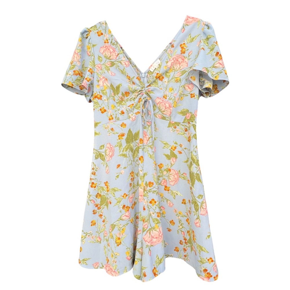 Leith Anthropologie Light Blue Floral Romper Size Medium
